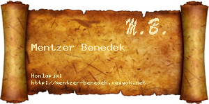 Mentzer Benedek névjegykártya